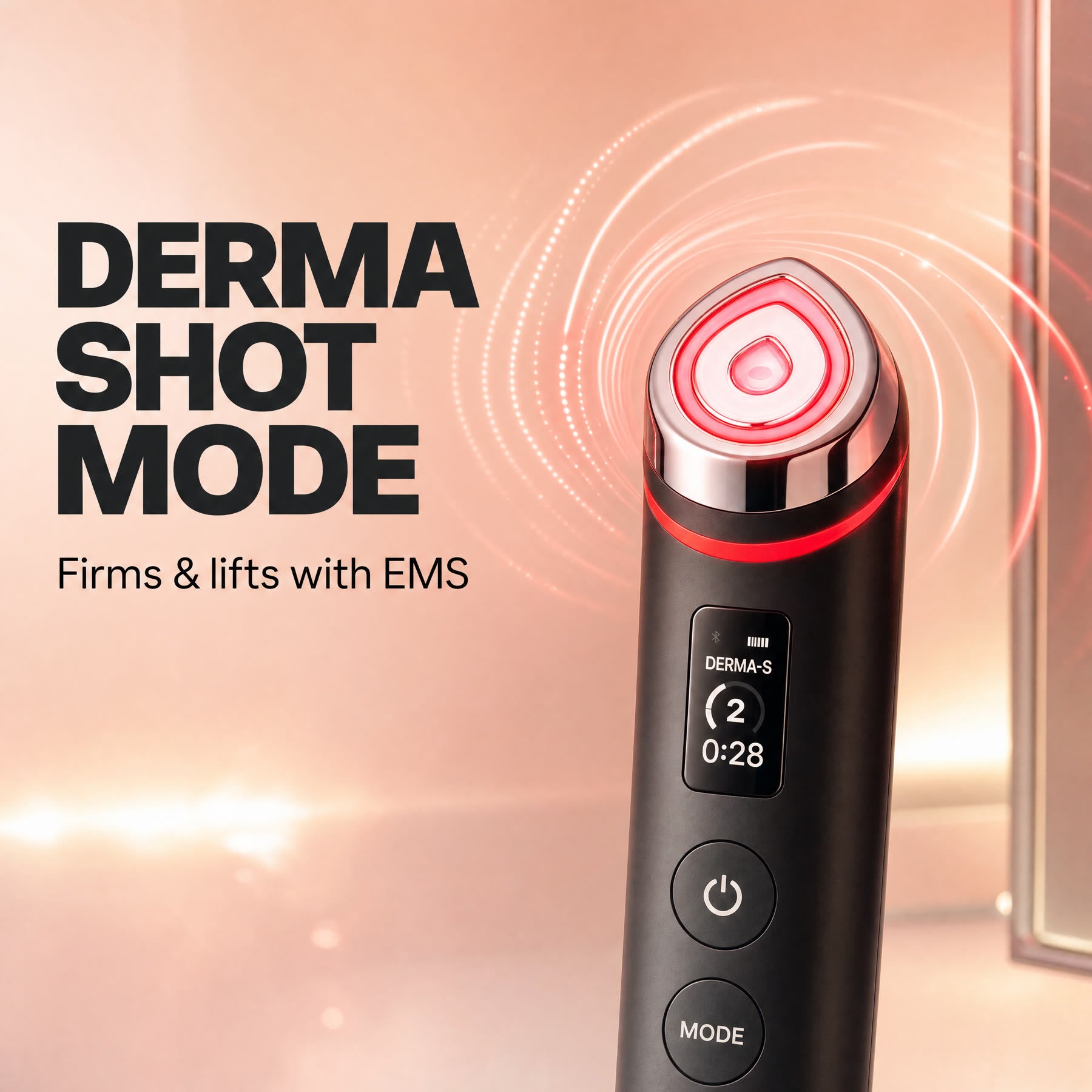 Red Light Booster Derma Shot mode — firms and lifts with EMS
